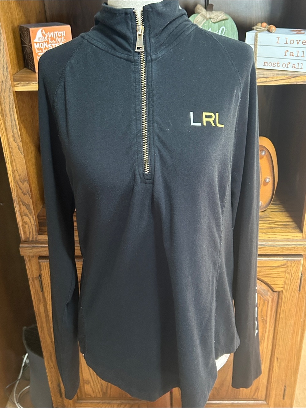 Lauren Ralph Lauren Black Half-Zip LRL Pullover Size Large